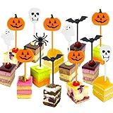 Tatuo 50 Pieces Plastic Halloween Toothpicks Halloween Cupcake Topper Cake Decorations Picks Ghost Decor for Kids Birthday Themed Party Favors Supplies