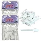 Beauticom Pana Brand (White Color) (2 Packs of 25pcs = 50 Pieces) Cosmetic Make Up Disposable Plastic 2.5" Spatulas Skin Care Facial Cream Mask Spatula