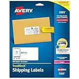 Avery Printable Shipping Labels with Sure Feed, 2" x 4" Customizable Stickers, White, 250 Blank Mailing Labels, Great for Mailing, Shipping, and More (5263)