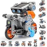 AOHU Solar Robot Building Kit STEM Gift for Boys Aged 8-13, DIY 15-in-1 Educational Science Building Toy, Solar or Battery Powered Robotic Set for Children Birthday with 212 Pieces