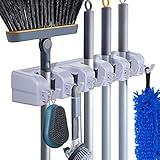 HYRIXDIRECT Broom Holder Wall Mount Broom Organizer Mop Holder Hanger Garden Tool Organizers Storage Rack Garage Laundry Room Organizations and Storage with Hooks Heavy Duty