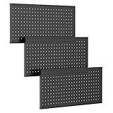 TORACK 3 pcs Metal Pegboard Panels for Wall Garage Utility Tools Storage Pegboard for Workbench, Shop, Modular Peg Board Tool Organizer Boards(Pack of 3, Black)