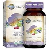 Garden of Life Organics Prenatal Vitamin: Folate for Energy & Healthy Fetal Development, Non-constipating Iron, Vitamin C, B6, B12, D3 – Organic, Non-GMO, Gluten-Free, Vegan, 90 Day Supply