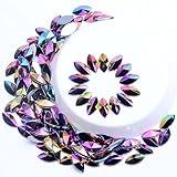 500pcs Acrylic Rhinestones Applique Flat Back Pointy Sequins 3D Horse Eye Non Sewing Stone for Making DIY Crafts Embellishments(09 Black AB-5 * 10mm)