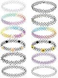 BodyJ4You 12PC Tattoo Choker Necklace for Women - 90s Choker Necklaces Fashion Trend - Pride Rainbow Choker Clear Black Purple Pink Daisy Flower - Stretchy Elastic Chokers Neck Lace