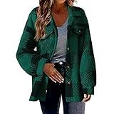Generic Amaon Warehouse Sale Clearance Lighting Deals Womens Flannel Shacket Jacket Plaid Button Down Long Sleeve Lapel Shirt Coat Trendy Casual 2024 Fall Fashion Clothes Green pallet Labor Day Sale