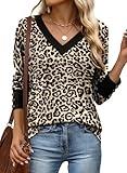 XIEERDUO Womens Clothes Loose Fit Cute Tops Trendy Fall Favorites Women's Fashion Long Sleeve Sweatshirt with Button Leopard Xl