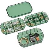 LETURE 3-Layer Jewelry Organizer Box for Earrings, Rings, Necklaces, Bracelets, Clear Plastic Bead Storage Containers for Crafts (Green)