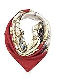 YOUR SMILE Silk Feeling Scarf Women's Fashion Pattern Red Gold Flower Large Square Satin Headscarf (306)