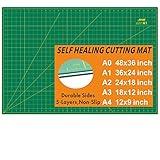 ArtAt Self Healing Cutting Mat: 24 x 36 inch Green Large 5-Ply Double-Sided Durable Non-Slip PVC Cutting Mat for Sewing Quilting Scrapbooking Art & Crafts projects…