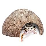 Niteangel 2 Pack Natural Coconut Reptile Hideouts, Lizard, Spider and Aquarium Fish Hide Cave (Smooth Surface)