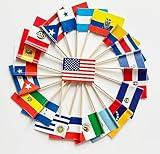 stidsds Latin America 21 Countries Toothpick Flags Mini Small Spanish Language Speaking Assorted Latino Cupcake Toppers Stick Flag National Festival Party Decoration(105 pcs)