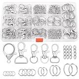 PAXCOO 300PCS Keychain Making Kit, Keychain Craft Supplies Including Key Chain Clips, Lanyard Snap Hooks, Key Rings and Jump Rings for Key Chain Making, Purse Making, Lanyard Making