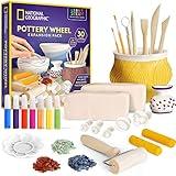 Blue Marble National Geographic Pottery Wheel Refill Kit – 2 lbs. Air Dry Clay, 30 Pottery Tools & Accessories, Gemstone Chips, Sculpting Clay Tools, 7 Paints & More, Great Craft Kit for Kids