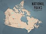Canada National Parks Checklist Map 18x24 Poster (Tan & Slate Blue)