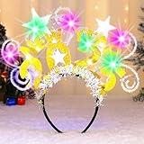 REETAN New Year 2025 Light Up Headband Star Glowing Led Hairband Rave Festival Hair Accessories for Women and Girls