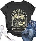 Book Shirts for Women Vintage Reading Teacher T-Shirt Short Sleeve Book Lover Tee Tops Dark Gray