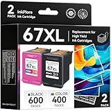 67XL Ink Cartridges Black Color Combo Pack, Compatible for HP Ink 67, Compatible for DeskJet 2855e 2755e 2700 2700e 2800e 4155e 4255e 2734e 4100 2827e 4100e 4227e Envy 6055e 6000 6400 6455e Printer