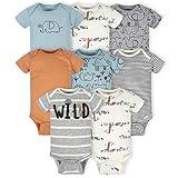 Gerber Baby Boy's 8-Pack Short Sleeve Onesies Bodysuits, Jungle Blue, 3-6 Months