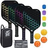 JoncAye Pickleball Paddles Set of 4 Fiberglass Rackets and Balls, Racquet Case, Overgrip, Mesh Bag, USAPA Approved Pickle-Ball Kit for Women, Men, Lightweight Starter Set for Kids, Adults