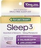 Melatonin by Nature's Bounty, Sleep3 Maximum Strength 100% Drug Free Sleep Aid, Dietary Supplement, L-Theanine & Nighttime Herbal Blend Time Release Technology, 10mg, 30 Tri-Layered Tablets