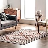 nuLOOM 3' x 5' SpinClean Machine Washable Stain-Resistant Area Rug with Non Slip Backing, Low Profile for Living Room, Bedroom, and Dining Room, Leighton Beige