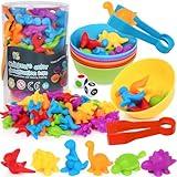 FNQUTOY Counting Dinosaur Color Sorting Toys for Toddlers 1-3,Montessori Sensory Education Preschool Learning Activities Counting Matching Training Set Games Toys for Kids Boys Girls Ages 2 3 4 5