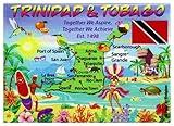 Trinidad & Tobago Graphic Map and Attractions Souvenir Fridge Magnet 2.5" X 3.5"