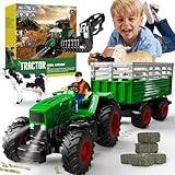 Remote Control Tractor Toys, RC Tractor Toys for Kids 3-5 & 5-7, Farm Animal Toys Set with Front Loader and Light, Farm Vehicle Toy Tractor Toy, Tractors for Kids Ages 4-8 Boys Girls Gift…