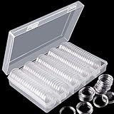 Eeoyu 100 Pieces 25 mm Coin Capsules Holder with Plastic Storage Organizer Box for Coin Collection Supplies