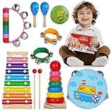 Kids Musical Instruments for Toddlers,Baby Musical Toys for Toddlers,Christmas Kids Gifts,First Birthday Gifts for Boys Girls,Kids Xylophone,Maracas for Baby,Wooden Instruments Toddler Toys with Bag