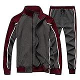 Mens Tracksuit Set Full Zip Top and Jogger Pants Warm Sports Suit Grey X-Large