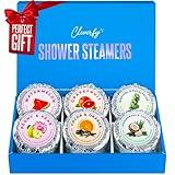 Cleverfy Shower Steamers Aromatherapy - Christmas Compact Box of 6 Premium Shower Bombs with Essential Oils. Self Care White Elephant Gifts for Adults and Secret Santa Gifts for Women.