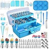 Cake Decorating Tools Supplies Kit: 236pcs Baking Accessories with Storage Case - Piping Bags and Icing Tips Set - Cupcake Cookie Frosting Fondant Bakery Set for Adults Beginners or Professional, Blue