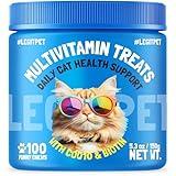 Multivitamin Cat Treats Vitamins for Indoor Cats Skin & Coat Digestion Immunity Mobility Heart & Brain Support Supplements for Overall Cat Health with Vitamins A B C D E and Biotin 100 Yummy Chews