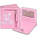 YQE Initial RFID Wallet Small Teen Girl Gifts Trendy Stuff Women Birthday Graduation Christmas Gift Idea for Girls 6 7 8 9 10 11 12 13 14 Year Old Preppy Cute Girly Travel Necessities I Pink A