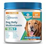 5Strands Dog Multivitamin Chews, 10-in-1, Vitamins & Postbiotics, All Ages & Breeds - Digestion, Brain, Organs, Heart, Mobility, Vision, Skin & Coat, Immunity - Dog Supplement (Peanut Butter, 90ct)