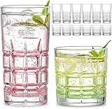 Bulk Drinking Glasses Set of 12, Clear Glass Cups, Mixed Glassware Sets, 15 OZ Large Highball Water Glasses & 11 OZ Rock Glasses, Tumbler Drinkware Kitchen for Cocktail Iced Coffee Beer Tea Whiskey