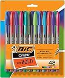 BIC Cristal Xtra Bold Fashion Ballpoint, 48 Pack, NEW ASSORTED COLORS, Medium Point 1.6mm Great Colored Pens For Note Taking, School Supplies for Adults And Kids.