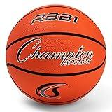 Champion Sports Rubber Official Basketball, Heavy Duty - Pro-Style Basketballs, Various Sizes - Premium Basketball Equipment, Indoor Outdoor - Physical Education Supplies (Size 7, Orange)