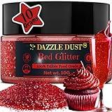 BULK-(10g) Red Edible Glitter For Drinks, Red Sprinkles For Cake Decorating, Cocktails, Red Luster Dust Edible Glitter For Cakes, Edible Cake Decorations 100% Food Safe, Vegan, Gluten Free.