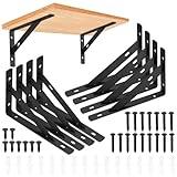 8 Pcs Heavy Duty Shelf Brackets, Floating Metal Shelf Brackets, Metal Wall Mount L Shaped Shelves Support Angle Brackets for Heavy Duty Floating Shelves Shelf Brackets (3.7 inch x 6 inch)