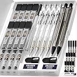 Nicpro 6PCS Art Mechanical Pencil Set, 4PCS Drafting Pencils 0.3 & 0.5 & 0.7 & 0.9 mm & 2PCS 2mm Lead Holder (4B 2B HB 2H) For Writing, Sketching Drawing With 12 Tube Lead Refills Erasers Case