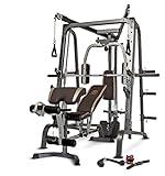 Marcy Power Cage, 1900 lbs Multi-Functional Smith Machine Cage System for Home Gym Training, with Leg Developer, Press Bar, and Squat Rack, Silver