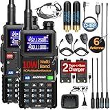 BAOFENG 5RM Ham Radio 10W Long Range Handheld NOAA Weather Receiver 2500mAh Battery Rechargeable Walkie Talkies with Programming Cable,Speaker Mic,Type-C Charging,2 Pack