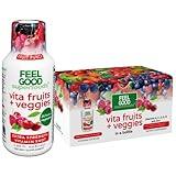 FeelGood Superfoods Vita Fruits and Veggies Immune Support Shot Supplements, Fruit Punch Flavor, Pack of 10 Immunity Shots, Immune System Booster Drink Made with 25 Organic Fruit & Vegetables