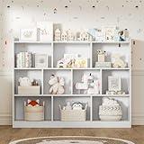 DIYART White Bookshelf, Wood Bookcase with 3 Tier Open Shelves, 10-Cube Minimalist Storage Shelf for Living Room, Bedroom, 55.1" W x 42.5" H