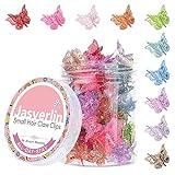 JASVERLIN Glitter Mini Butterfly Hair Claw Clips, Sparkly Colorful Hair Accessories for Girls and Women - 90s Y2K Cute, Small, Tiny Clip in 10 Assorted Colors, Set of 50 (Glitter)