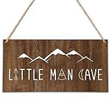 Little Man Cave Wall Sign, Woodland Boy Nursery, Toddler Boys Room, Baby Boys Room Wall Decor Farmhouse Rustic Wall Art Wooden Sign, 10" X 5" Wood Plaque Wall Hanging Sign(Hb11)