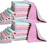 24 Pack Cleaning Cloth Kitchen Cloth, Dish Towels Super Absorbent Coral Velvet Dishtowels, Microfiber Premium Soft Tea Towels, Quick Dry Rags, Multipurpose Reusable Washcloths, Non-Stick Oil Cloths.